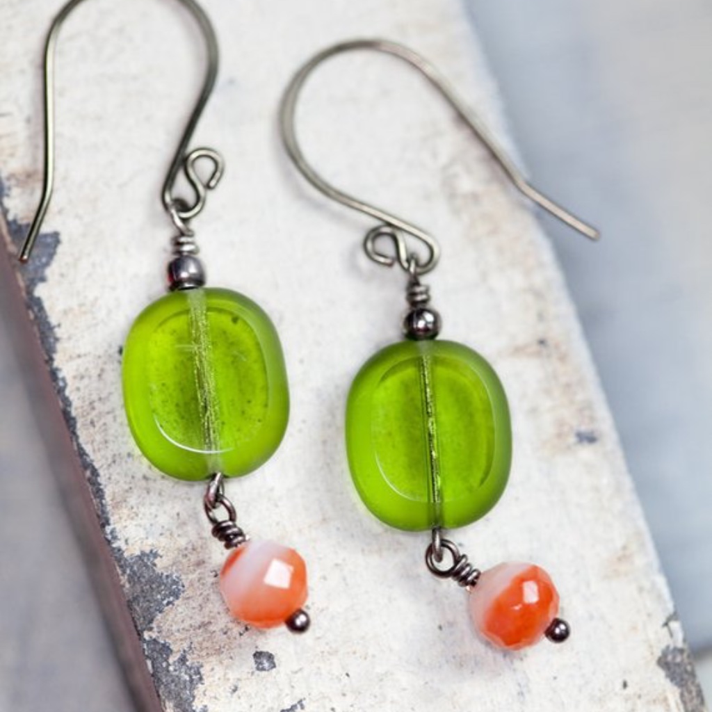 Green Carnelian Sterling New Earrings Handmade